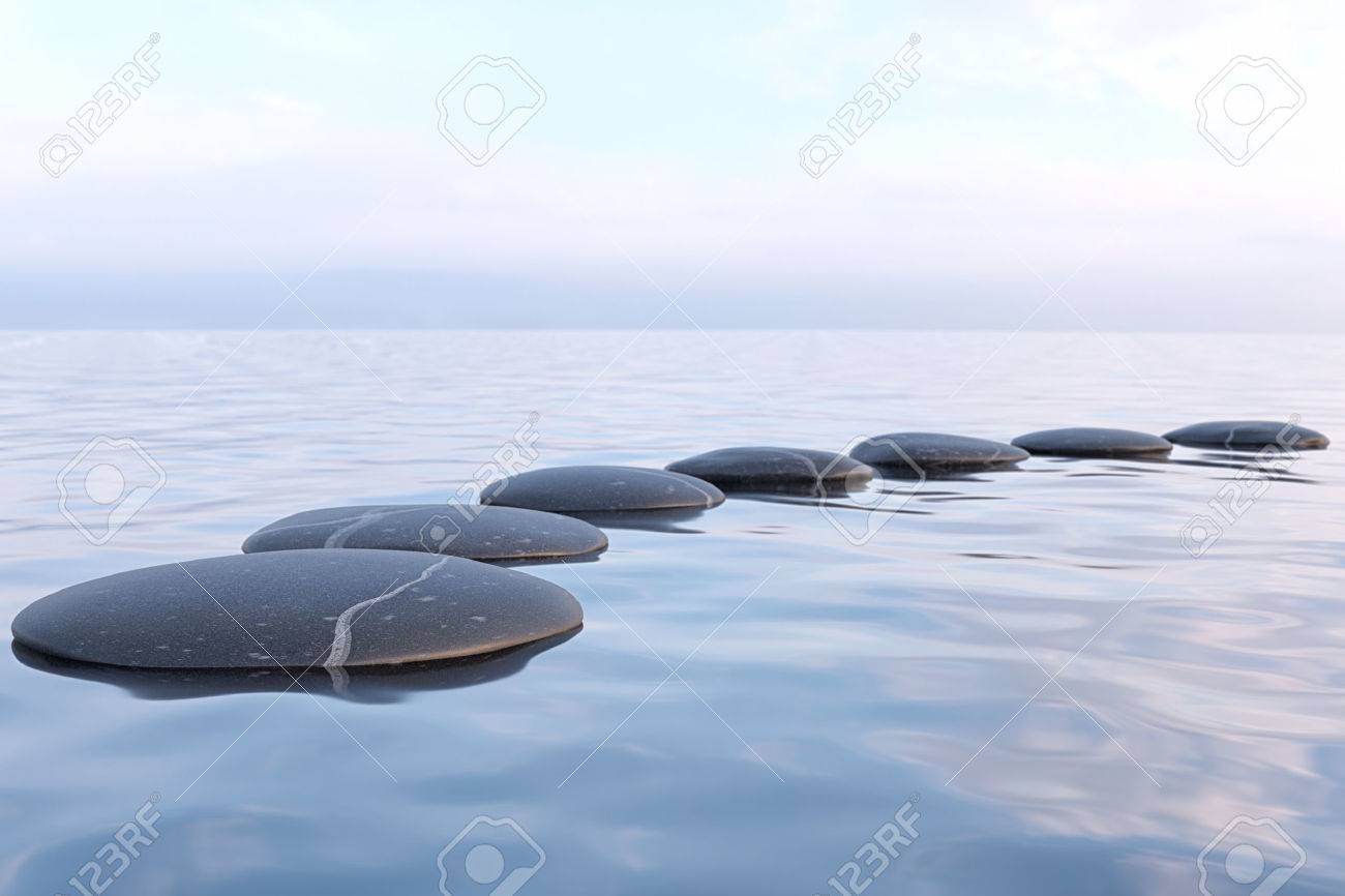 Zen stones in water with reflection - peace meditation relaxation concept - 61506854 Zen stones in water with reflection - peace meditation relaxation concept - 61506854