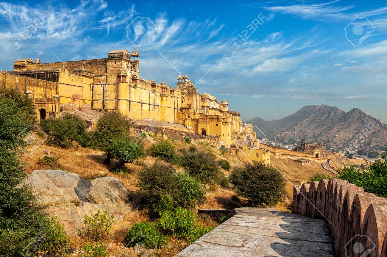 Indian travel famous tourist landmark - view of Amer (Amber) fort, Rajasthan, India - 65819868 Indian travel famous tourist landmark - view of Amer (Amber) fort, Rajasthan, India - 65819868