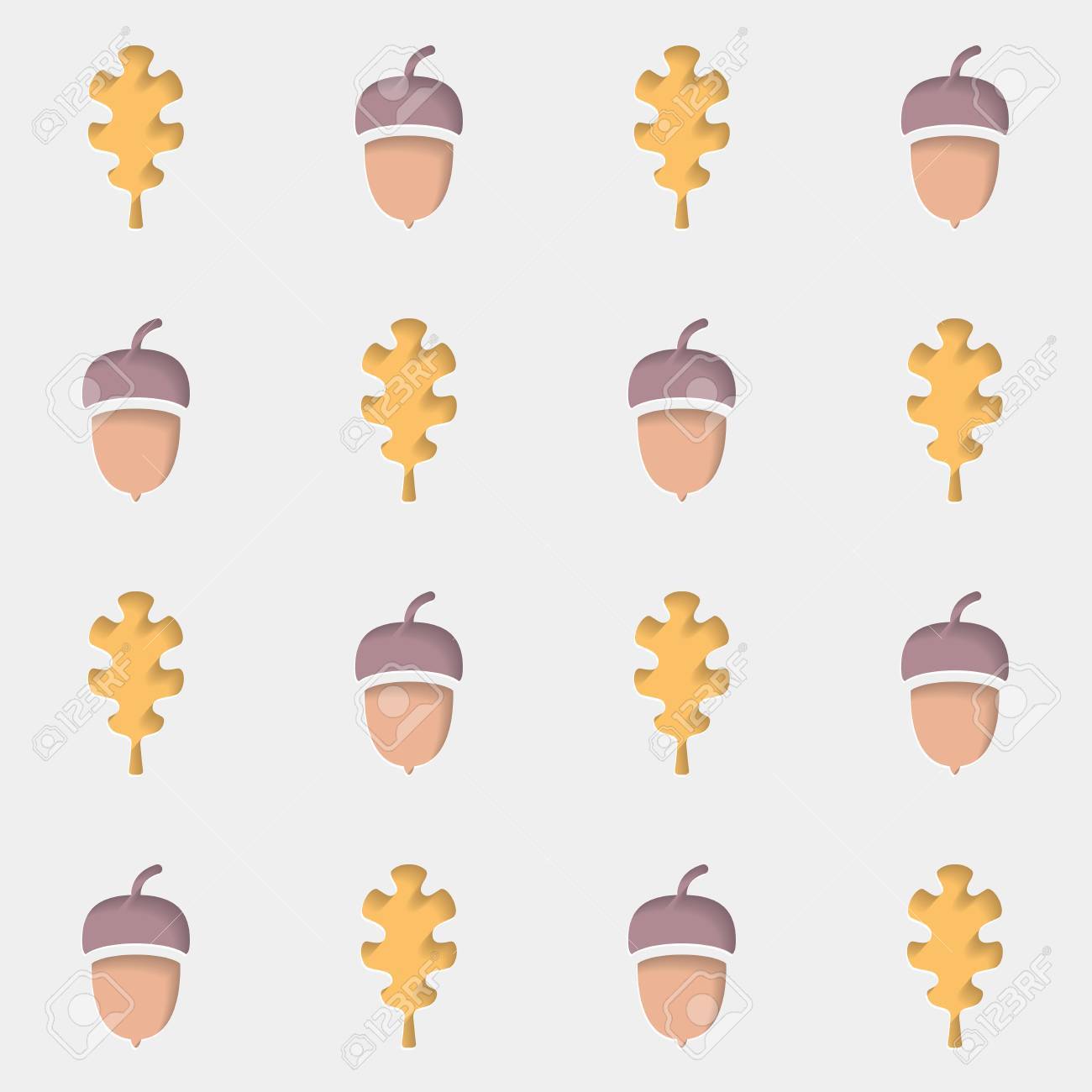 葉やどんぐりのパターン のイラスト素材 ベクタ Image