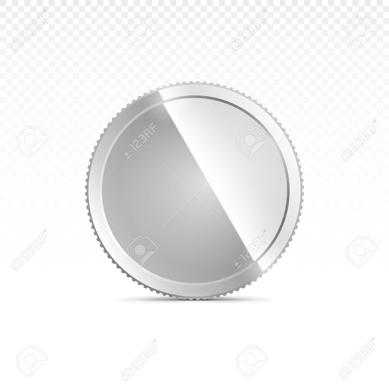 シルバーコインは、異なる位置で透明な背景に隔離されています。イラスト、ベクトルのイラスト素材・ベクター Image 91649288