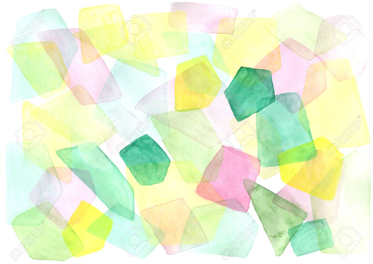 Hand Drawn Watercolor Geometric Background With Transparent Colored Stock Photo Picture And Royalty Free Image Image