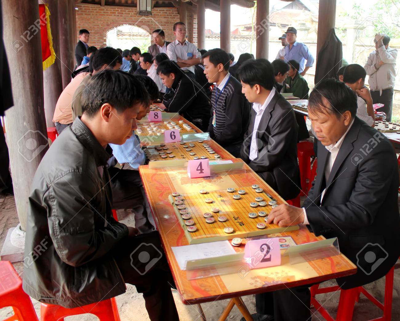 hai duong vietnam march 29 players play chinese chess in stock