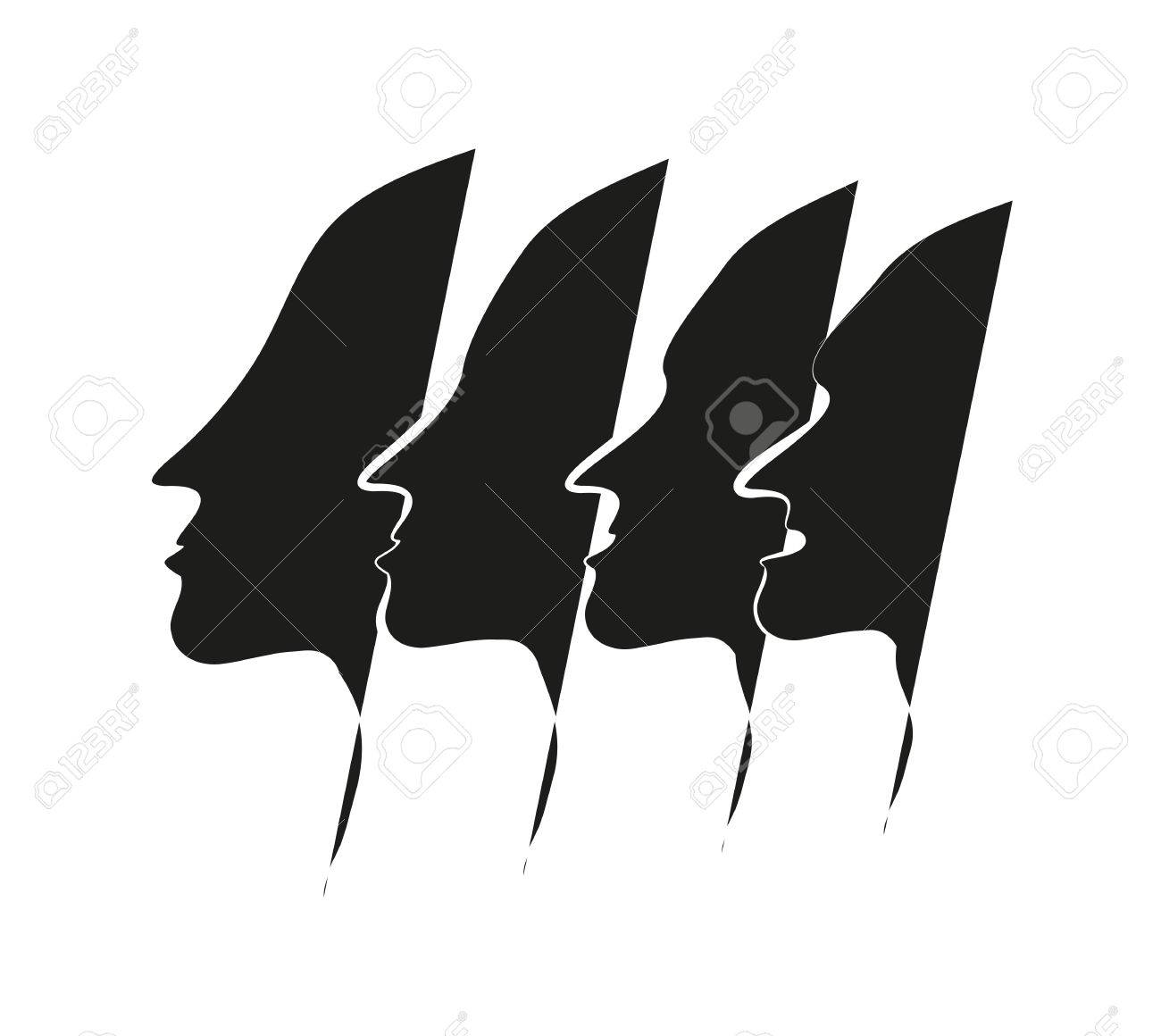 4 人の男性の顔のシルエット のイラスト素材 ベクタ Image 4 人の男性の顔のシルエット のイラスト素材 ベクタ Image