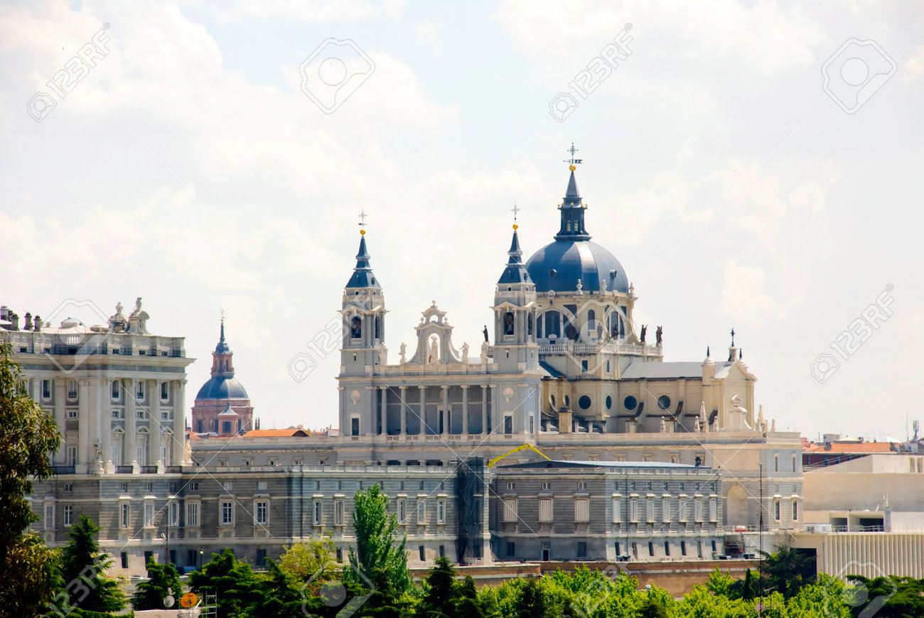 view to palacio real royal palace madrid spain stock photo