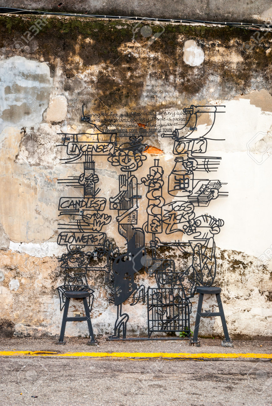 George Town Malasia 24 De Octubre Vista En La Pared En Mal