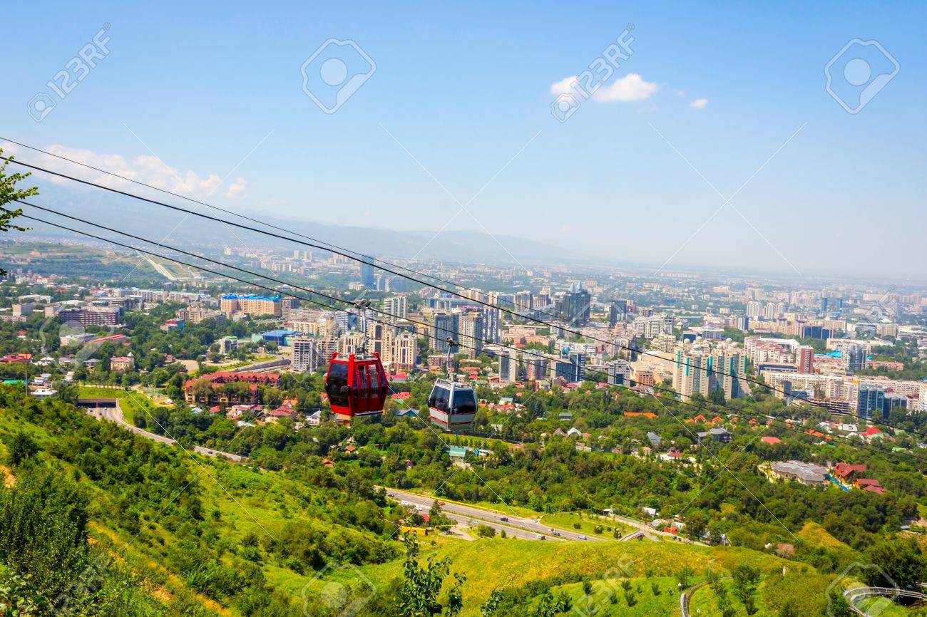 View Over Almaty Skyline And Cable Car Kazakhstan Stock Photo Picture And Royalty Free Image Image 66298950