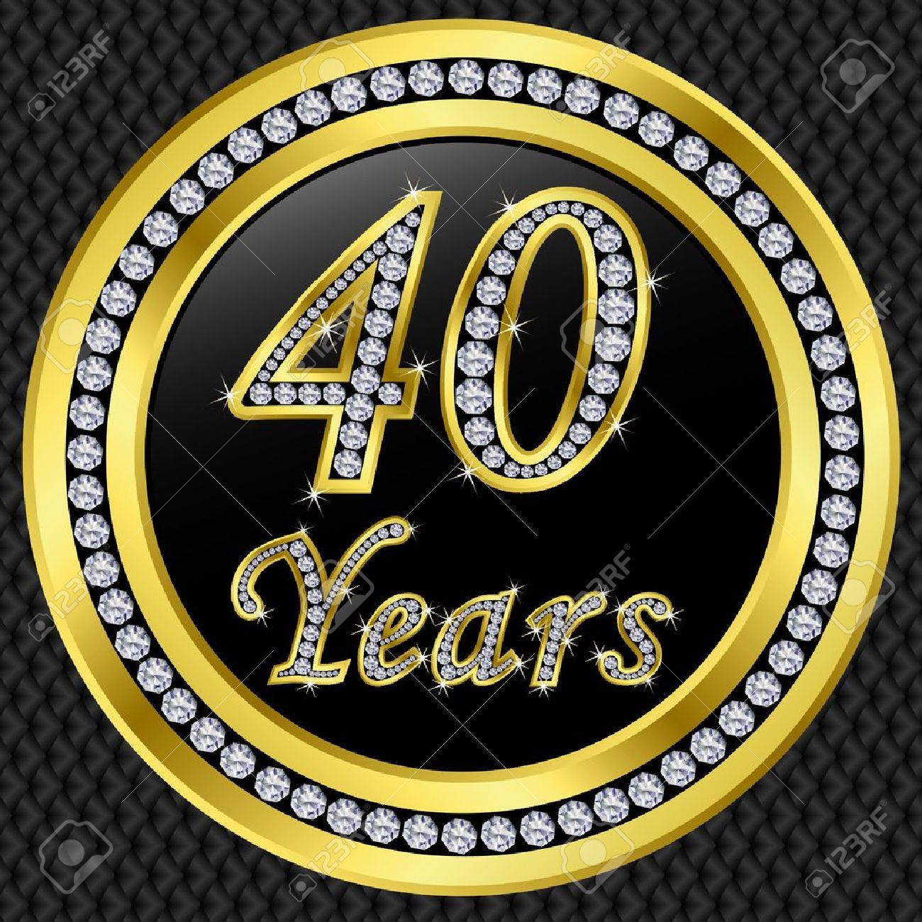 40 years anniversary golden icon with diamonds, vector illustration Stock Vector - 11659656