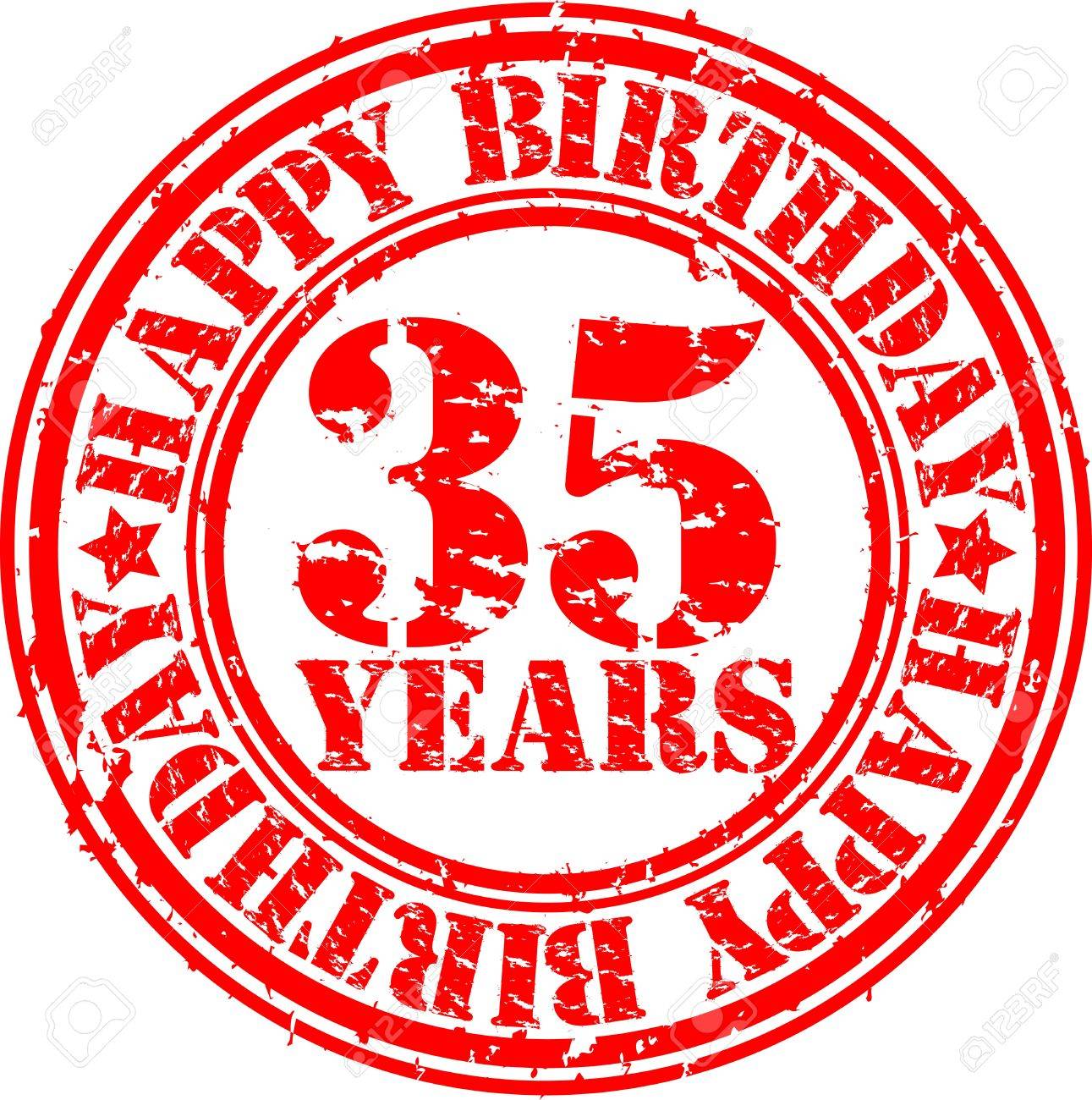 グランジ 35 歳お誕生日おめでとうございますスタンプ ベクトル イラストのイラスト素材 ベクタ Image