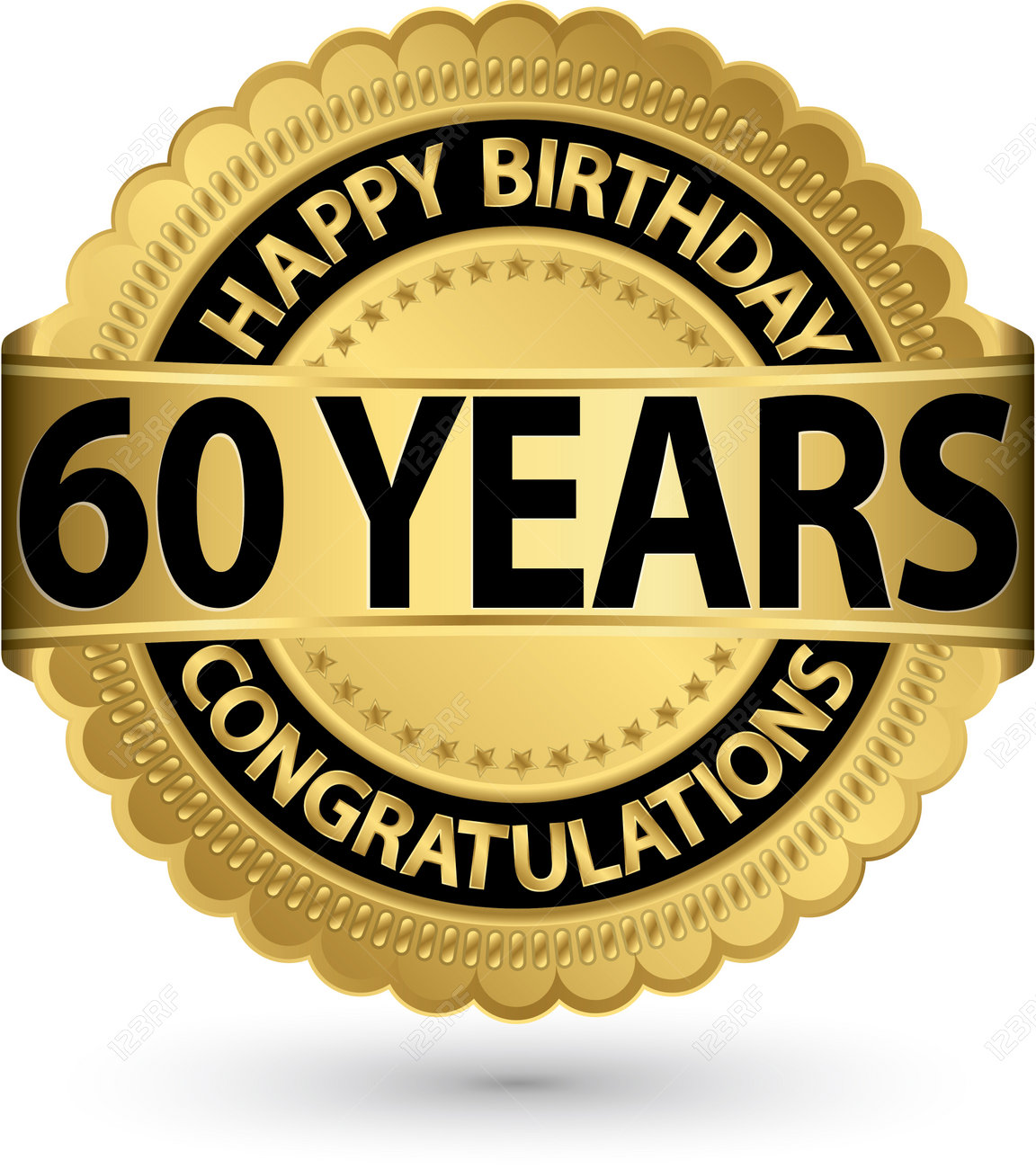 happy birthday 60 years gold label vector illustration royalty free