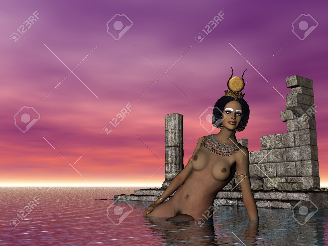 Nude Illustration Of Cleopatra Stock Photo, Picture and Royalty Free Image.  Image 341182.