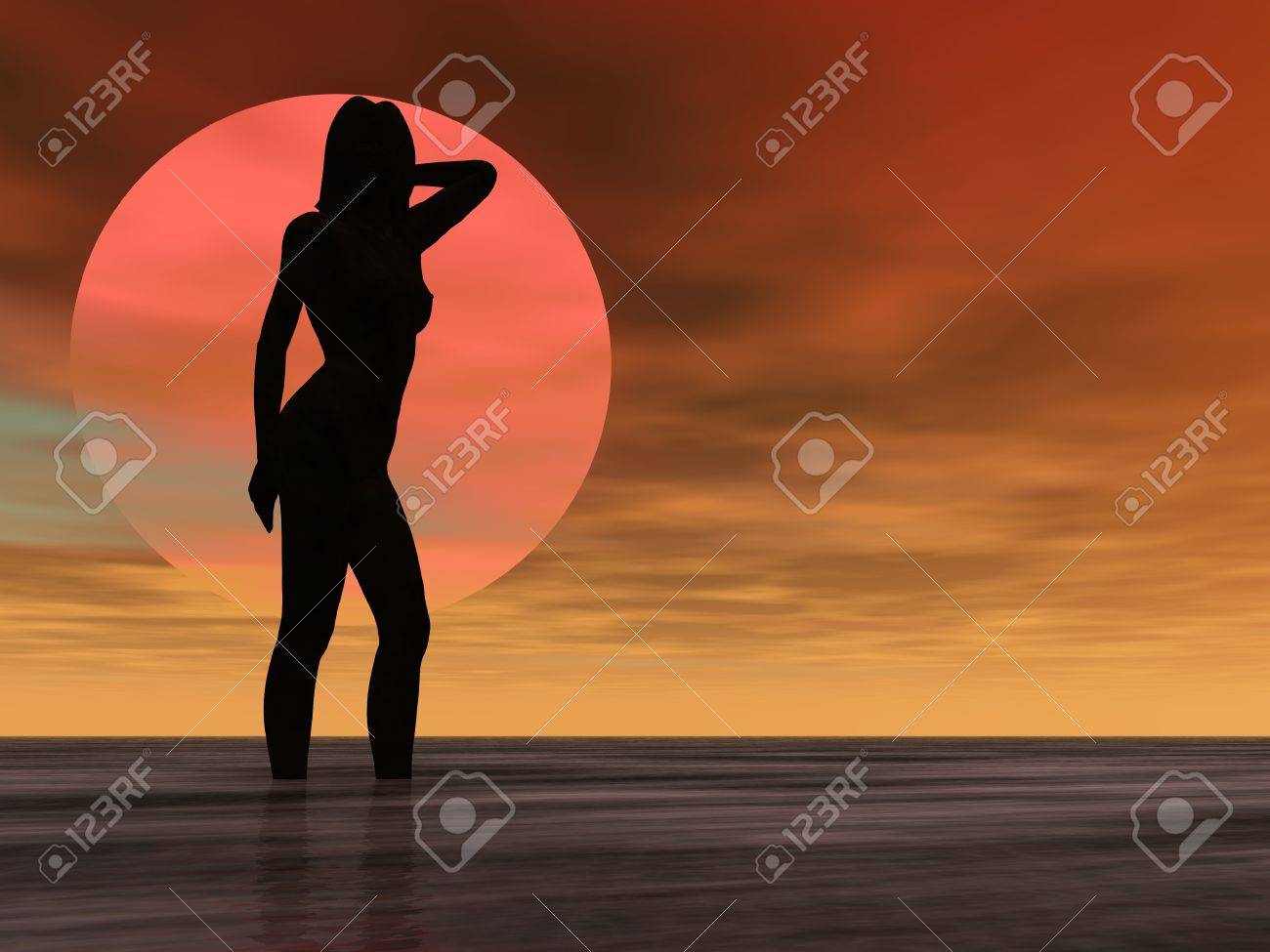 海の裸の女の子のシルエット イラスト の写真素材 画像素材 Image 海の裸の女の子のシルエット イラスト の写真素材 画像素材 Image