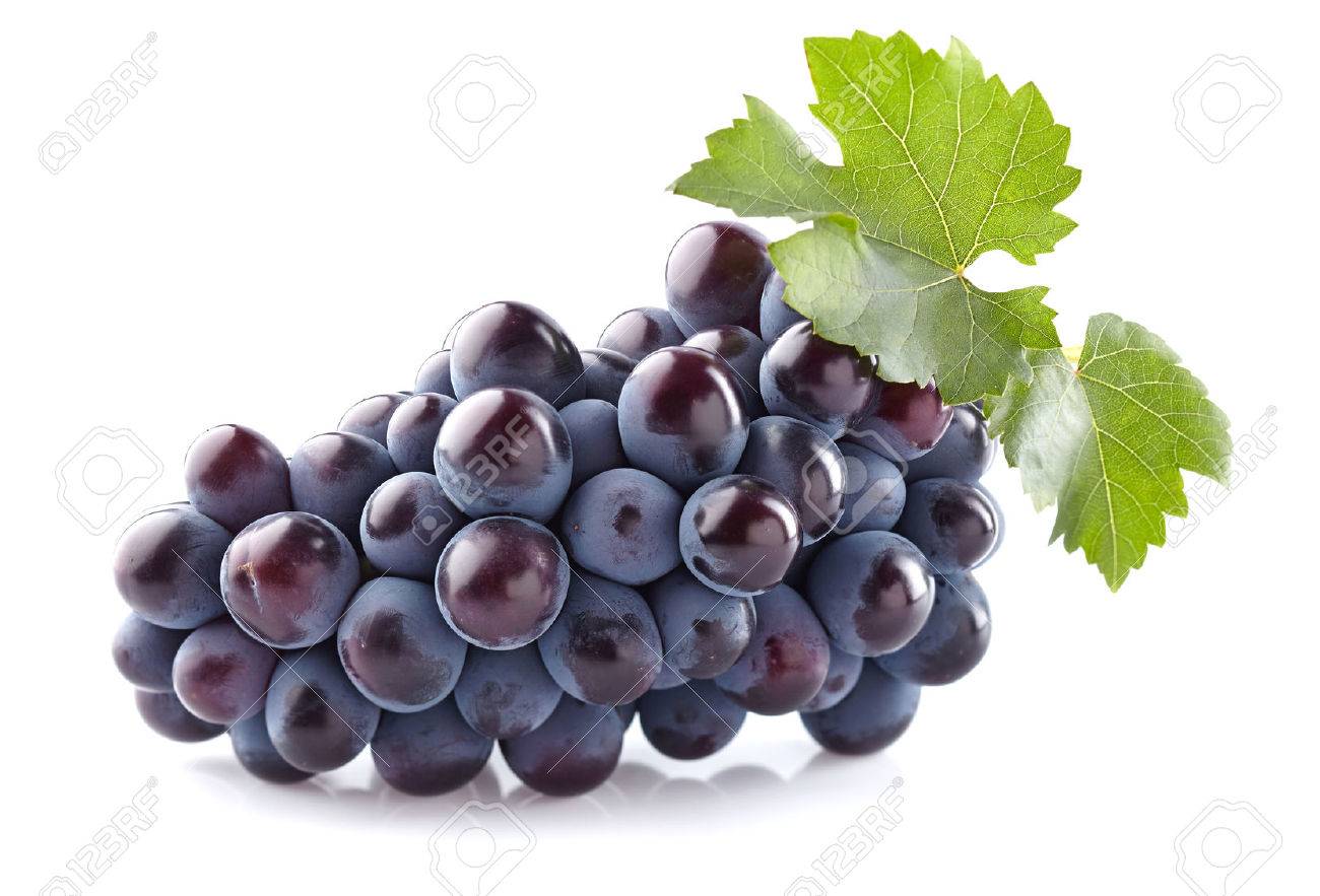 Sweet Grapes With Leaves Stock Photo 