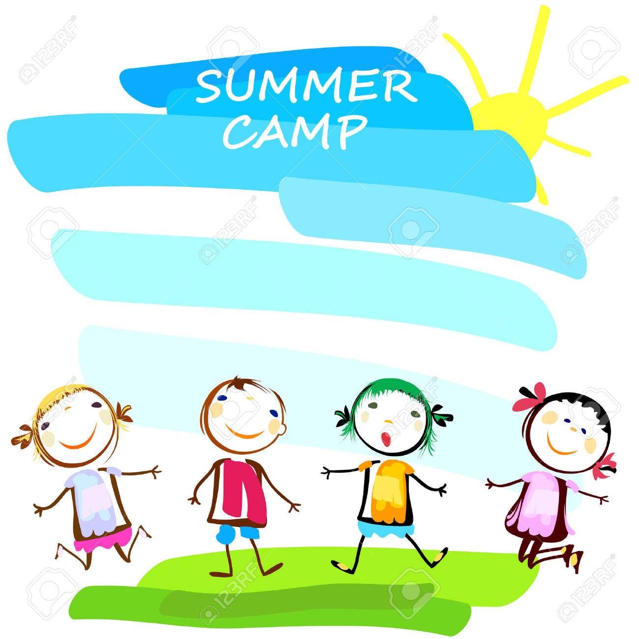 photo Banner Summer Camp Poster Background summer camp poster with happy kids