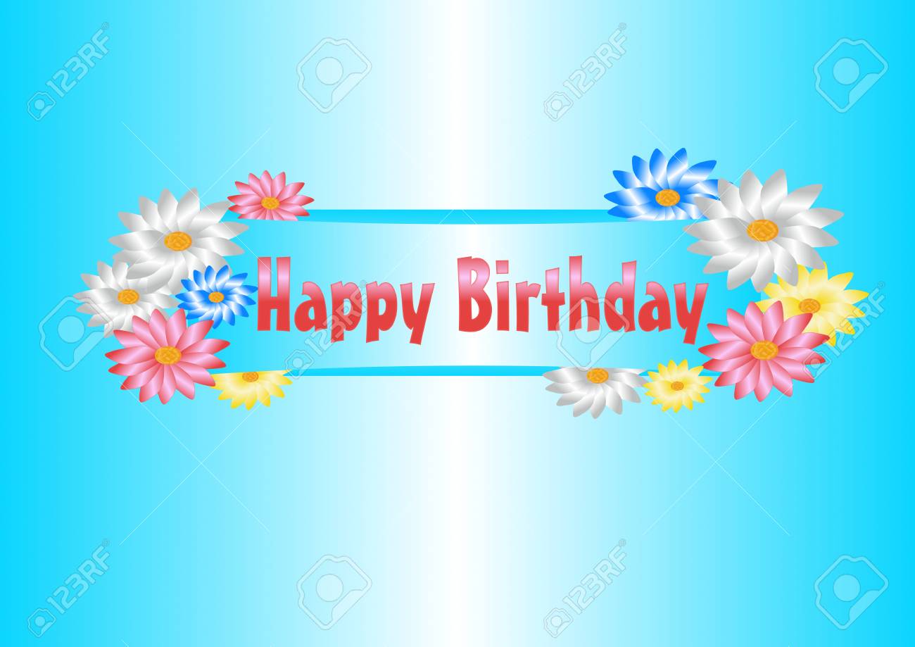 Une Etiquette Avec Le Texte Joyeux Anniversaire Et Printemps Et Fleurs D 39 Ete Clip Art Libres De Droits Vecteurs Et Illustration Image