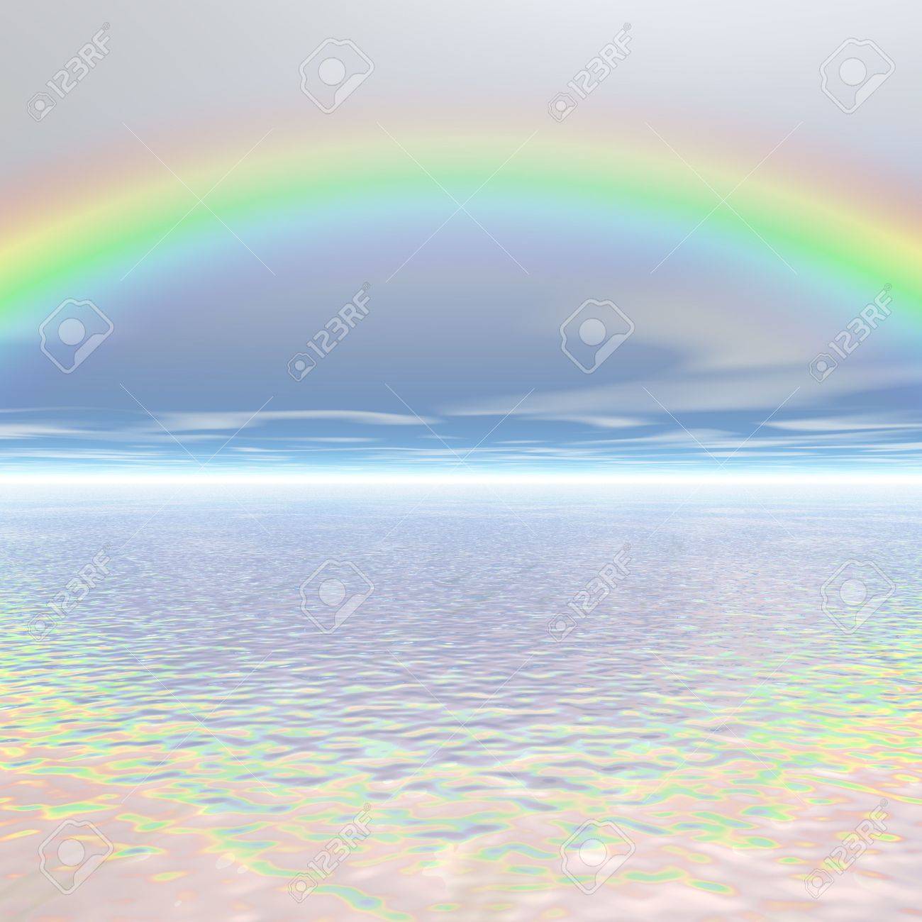 Immagini Stock Bella Arcobaleno In La Nel Profondo Mare Rosa Image