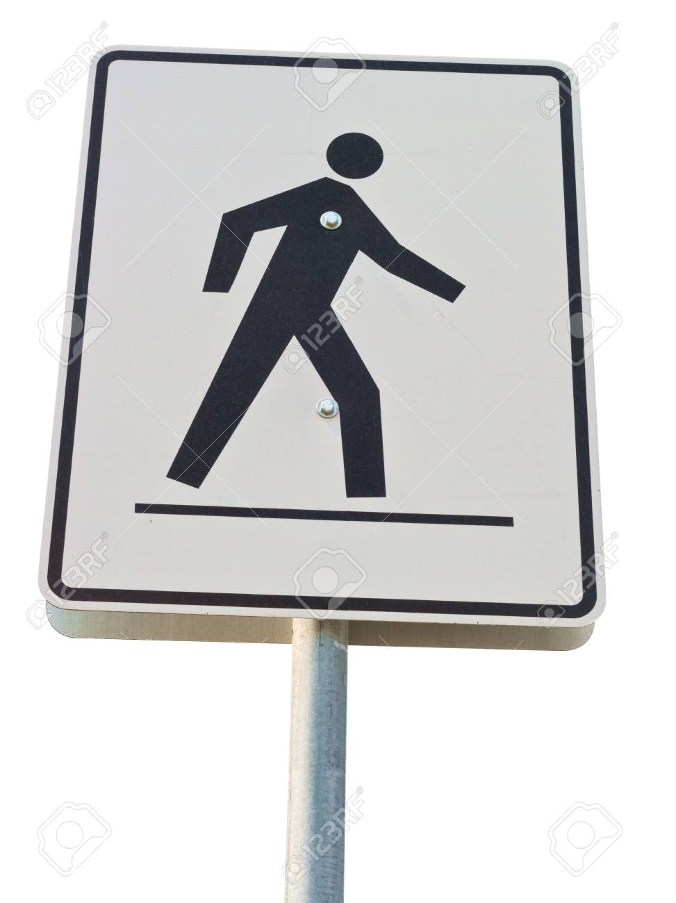 金属ポールに横断歩道の路上標識 の写真素材 画像素材 Image