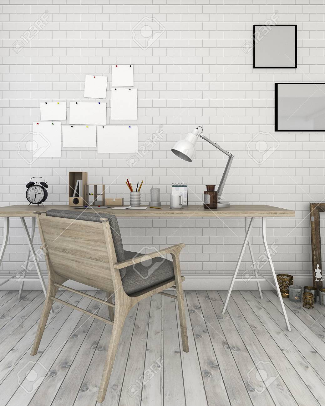 ロフト スタイルの作業部屋で 3 D のレンダリング白いレンガの壁 の写真素材 画像素材 Image ロフト スタイルの作業部屋で 3 D のレンダリング白いレンガの壁 の写真素材 画像素材 Image