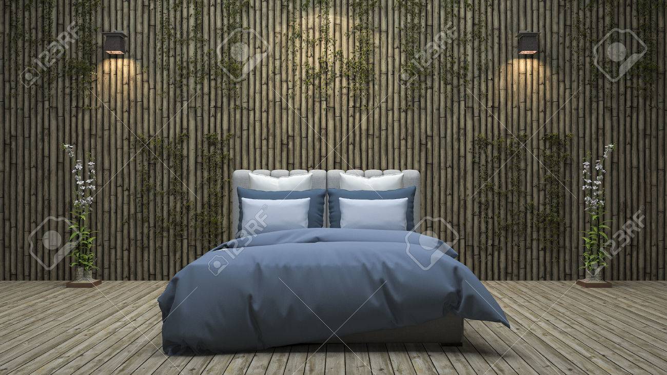 3d Rendering Bamboo Wall Bedroom With Natural Decoration Stock Photo Picture And Royalty Free Image Image