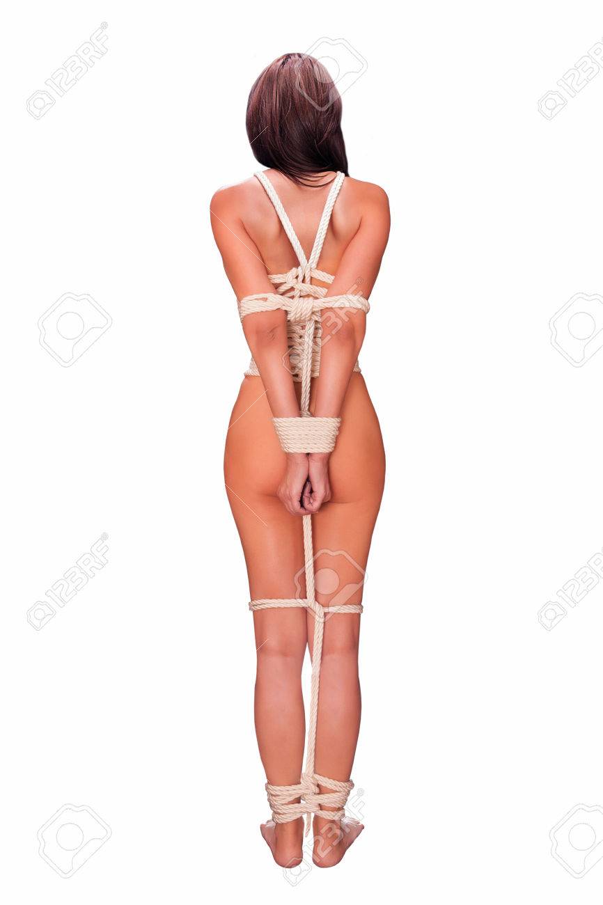Immagini Stock - Giovane Donna Nuda Legata Con La Corda. Isolato Su Sfondo  Bianco.. Image 38251704