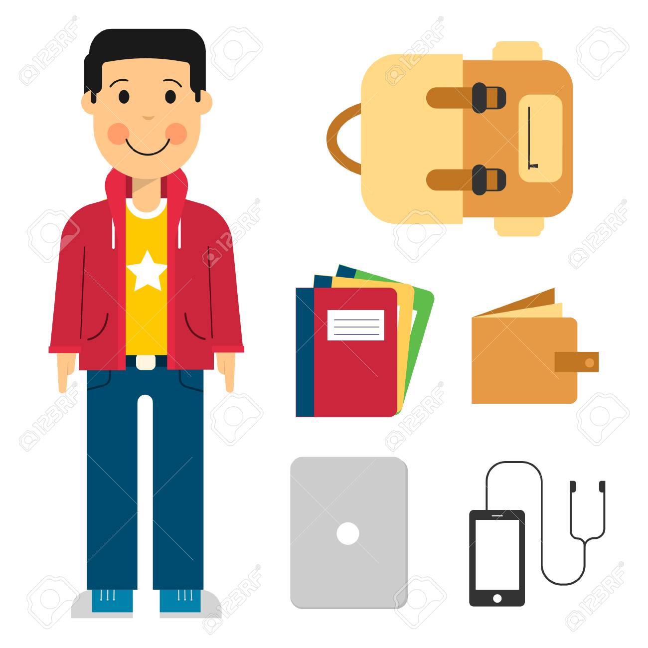 Schuler Gehen Mit Schulsachen Aufs College Lizenzfrei Nutzbare Vektorgrafiken Clip Arts Illustrationen Image 78533303