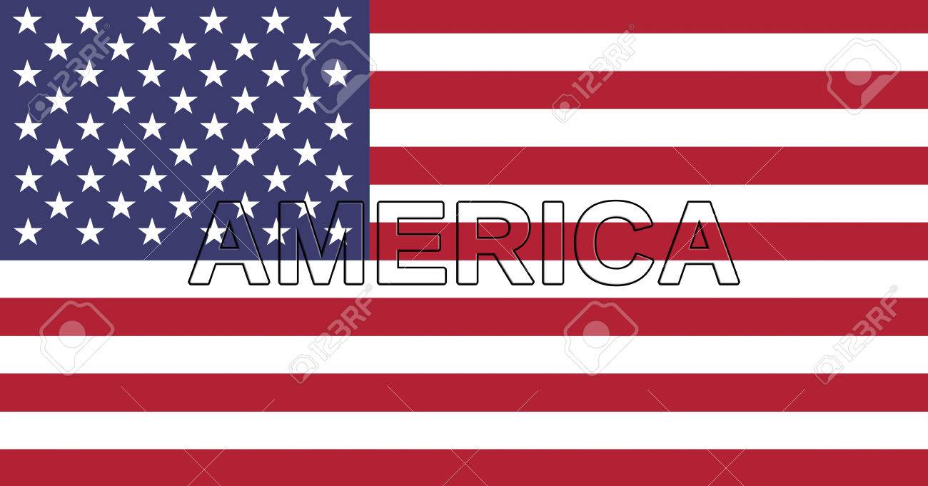 illustration of the american flag with the word america across american flag border for word