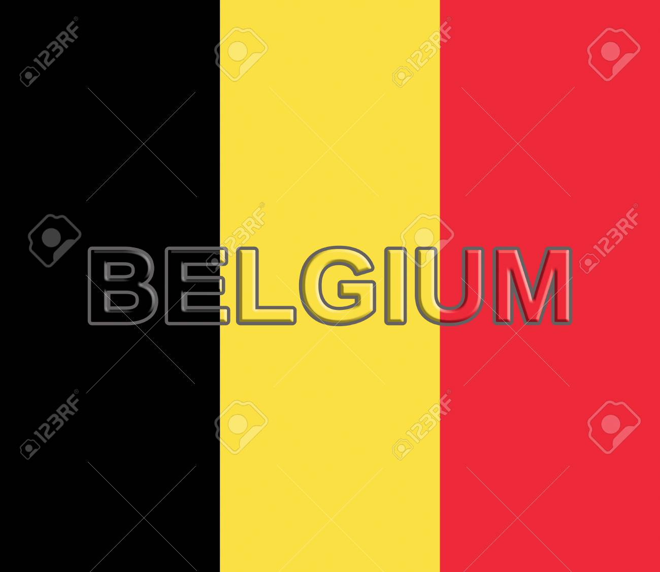 illustration of the national flag of belgium with the word belgium flag word
