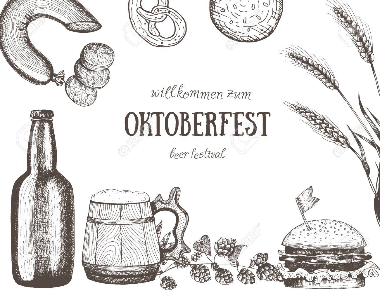 ビールのベクター イラストです 醸造の原料となります パブのメニュー ビールを設定します おやつのソーセージとハンバーグ のイラスト素材 ベクタ Image 70443974