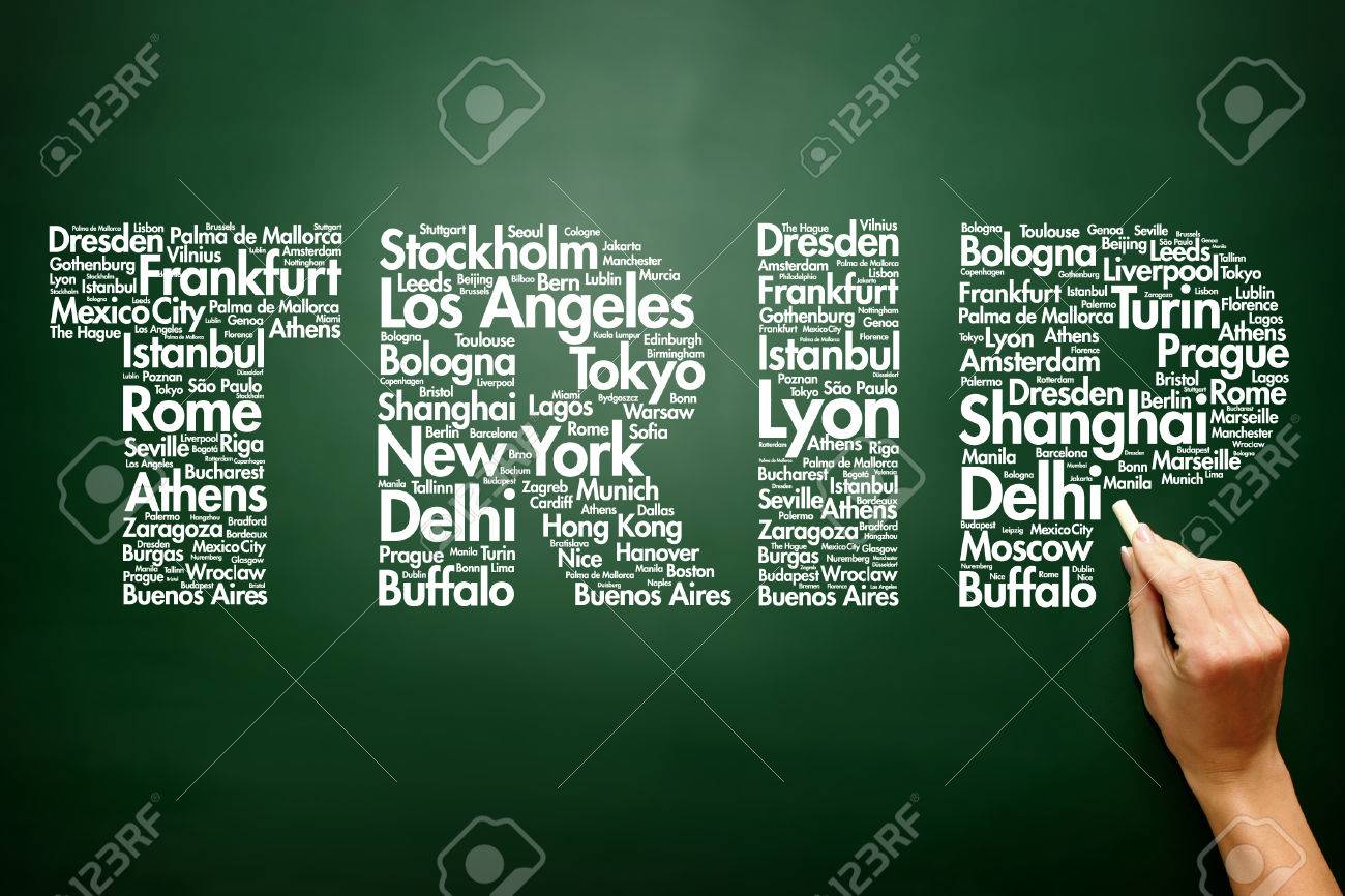 trip travel concept made with words cities names business concept