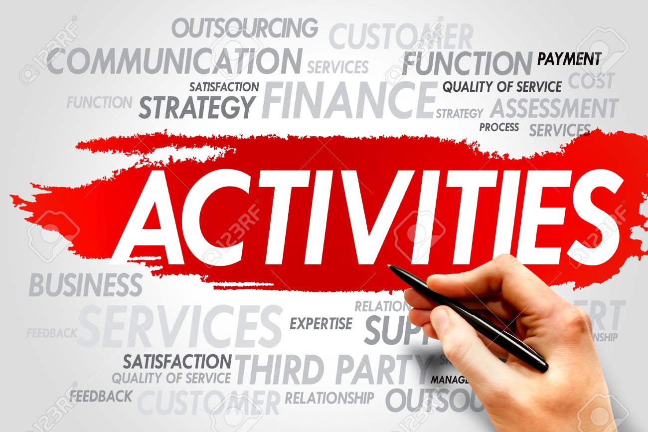 activities word cloud business concept stock photo picture and