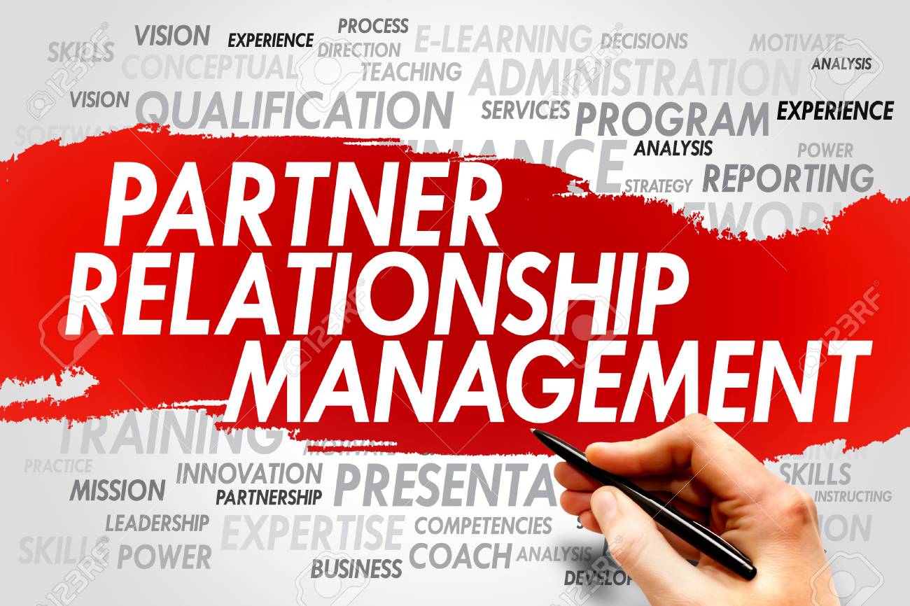 partner relationship management word cloud business concept partnership relationship management