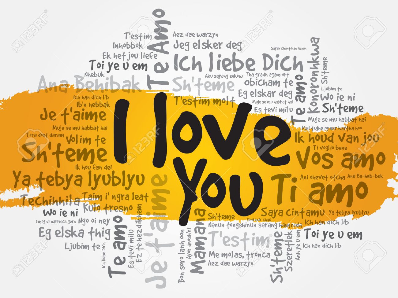 アイラブユー 世界のすべての言語で 単語クラウド コンセプトのイラスト素材 ベクタ Image