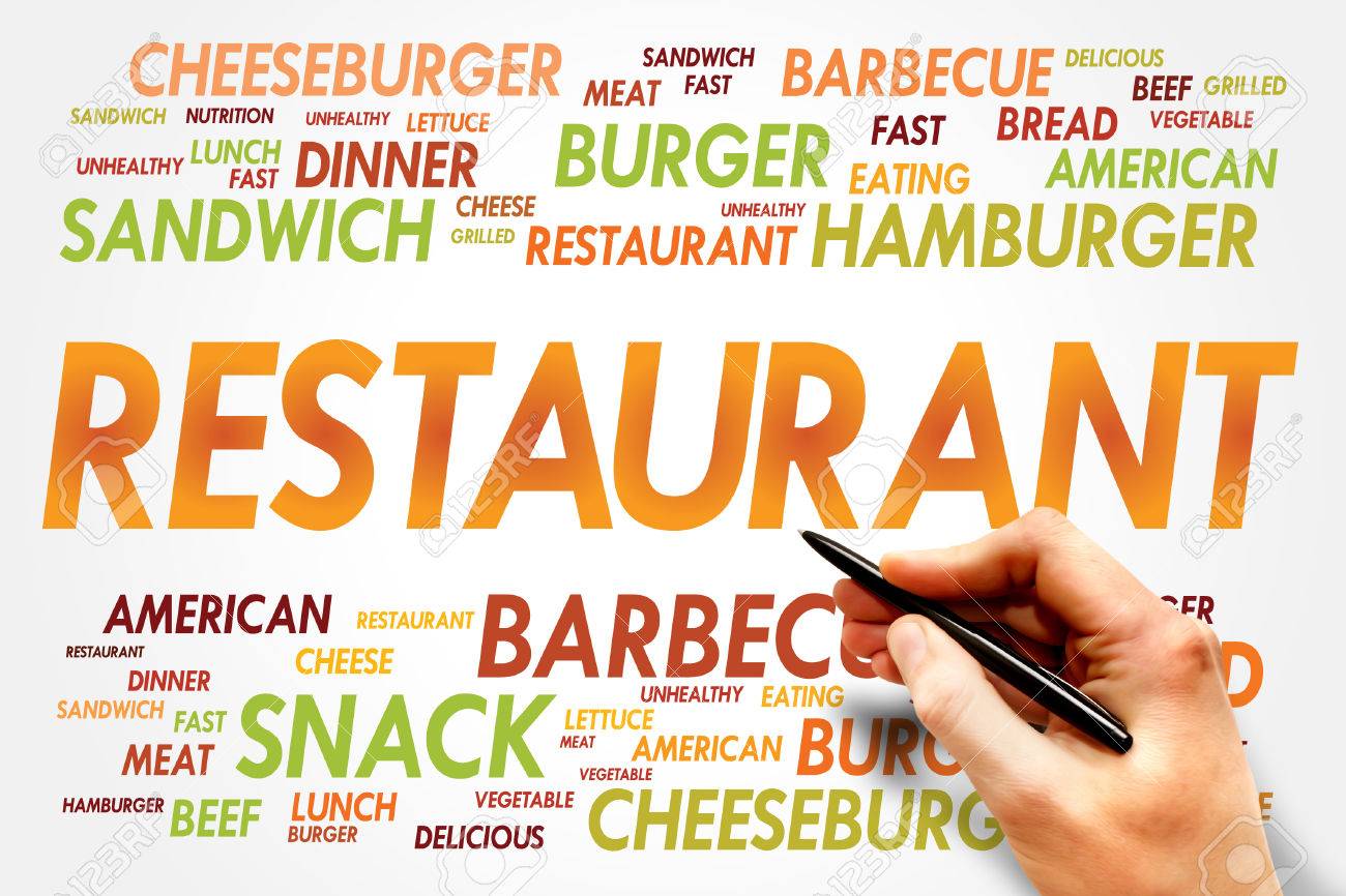 restaurant word cloud fast food concept stock photo picture and