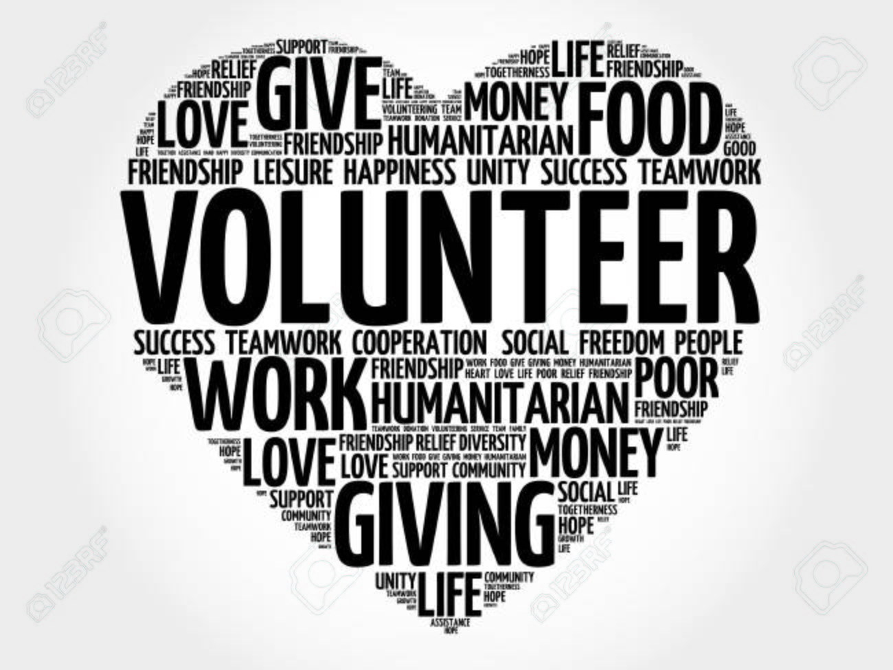 volunteer word cloud heart concept volunteer word