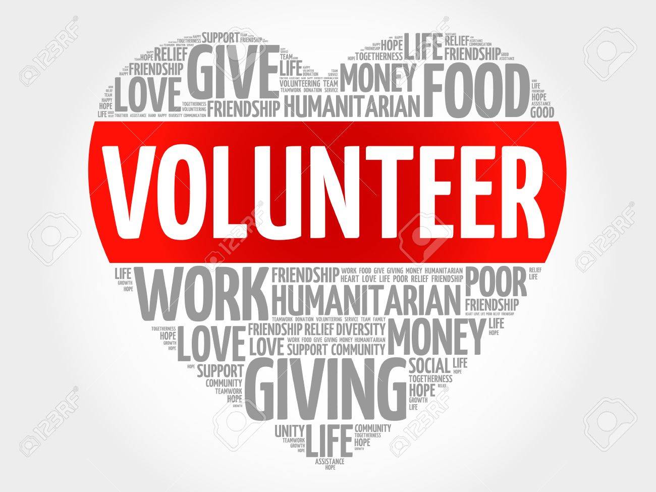 volunteer word cloud heart concept volunteer word