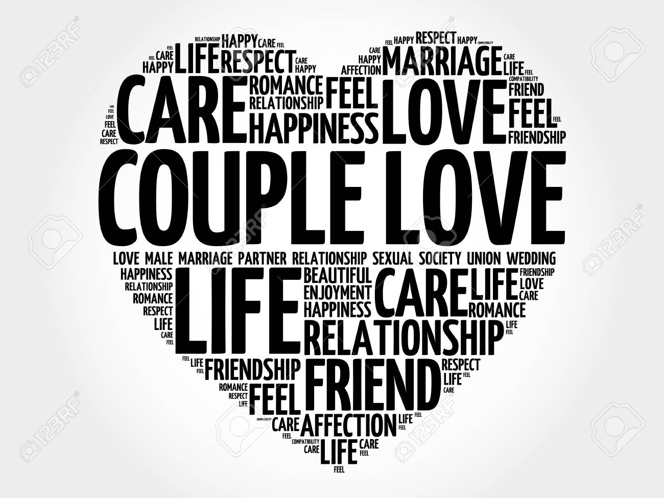 Couple Love Word Cloud Collage Heart Concept Background Stock Vector Couple Love Word Cloud Collage Heart Concept Background Stock Vector