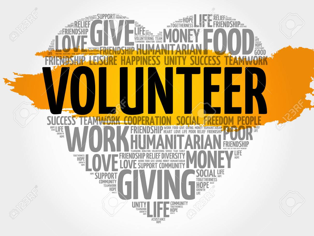 volunteer word cloud heart concept volunteer word