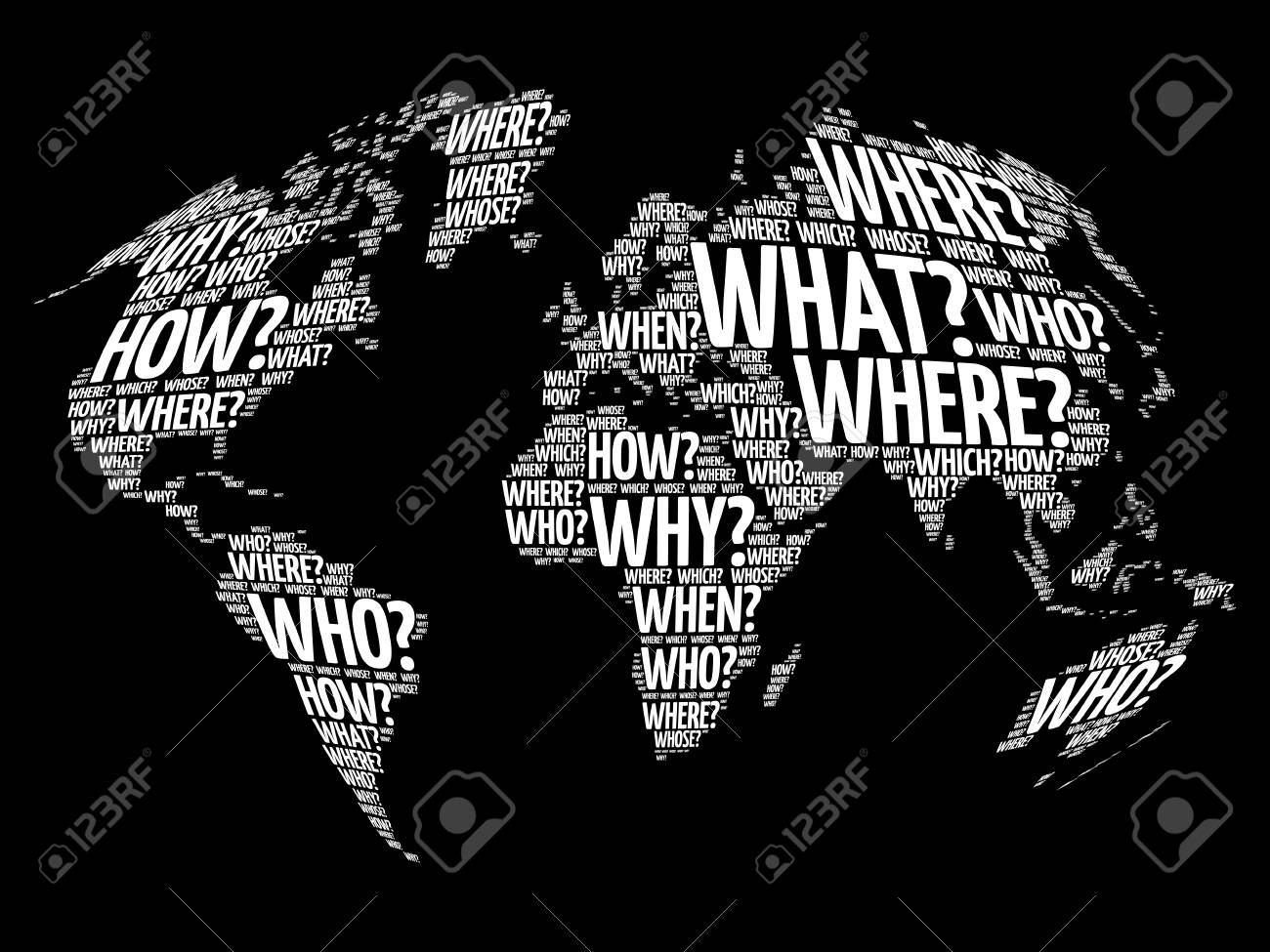question words world map in typography words cloud business word world maps