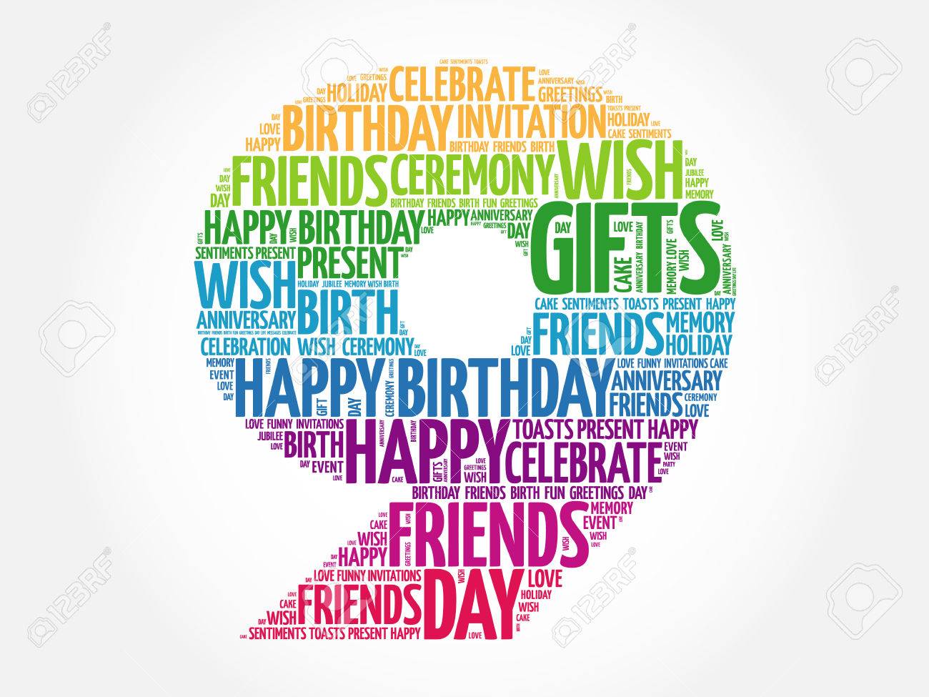 happy 9th birthday word cloud collage concept royalty free cliparts