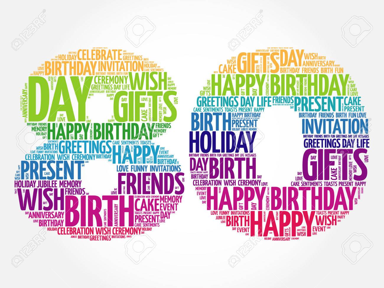 happy 80th birthday word cloud collage concept royalty free cliparts