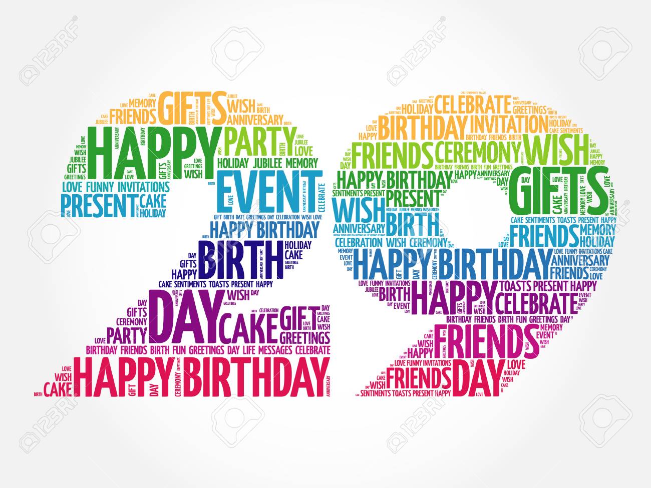 happy 29th birthday word cloud collage concept royalty free cliparts