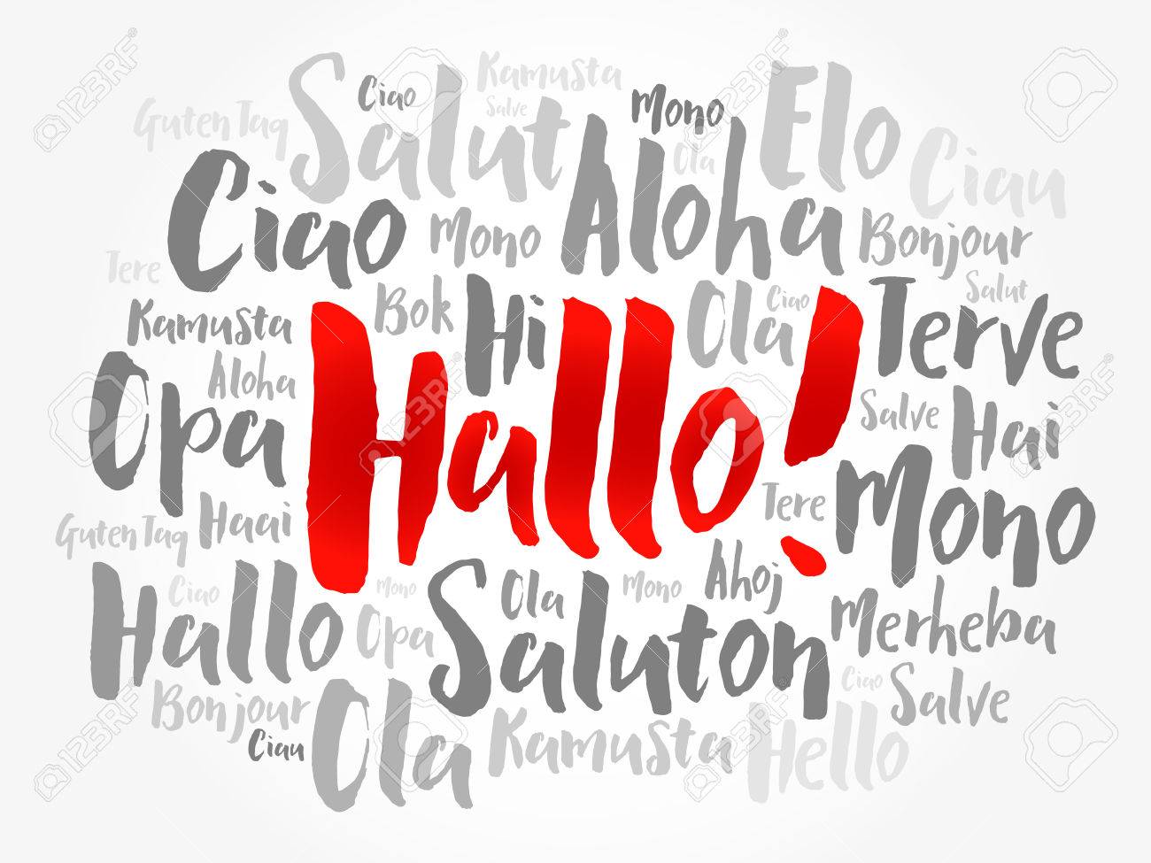 hallo hello greeting in german word cloud in different languages