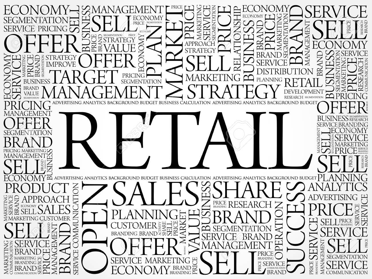 retail word cloud collage business concept background royalty free retail word