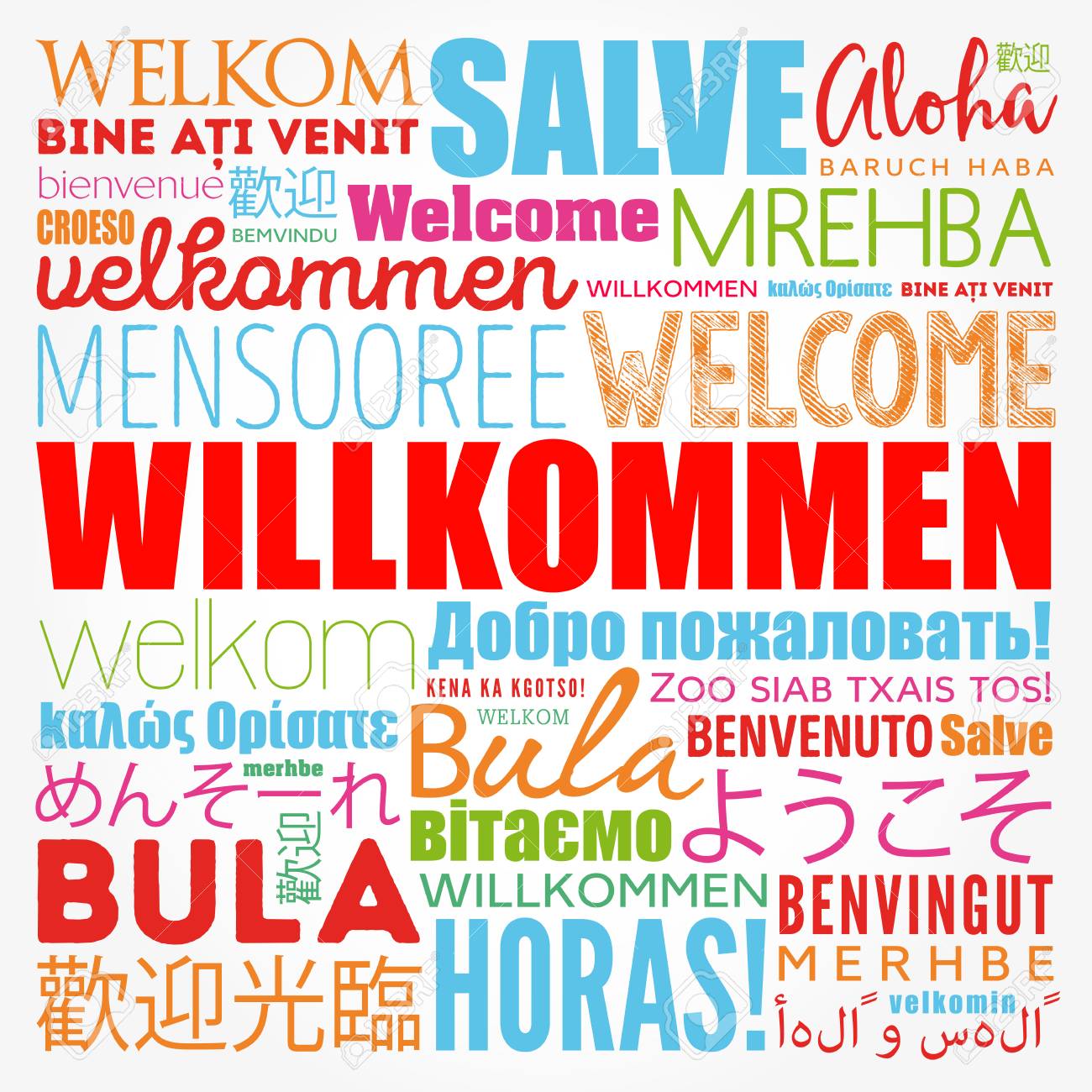 Willkommen Welcome In German Word Cloud In Different Languages Royalty Free Cliparts Vectors And Stock Illustration Image 126812230