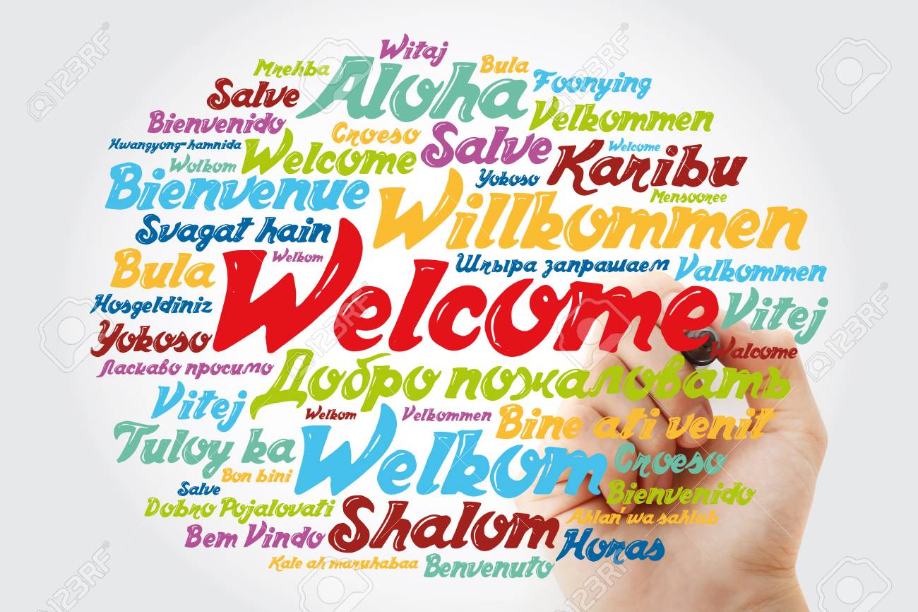 WELCOME Word Cloud With Marker In Different Languages, Conceptual  Background Stock Photo, Picture and Royalty Free Image. Image 116499928., image size:1300x866