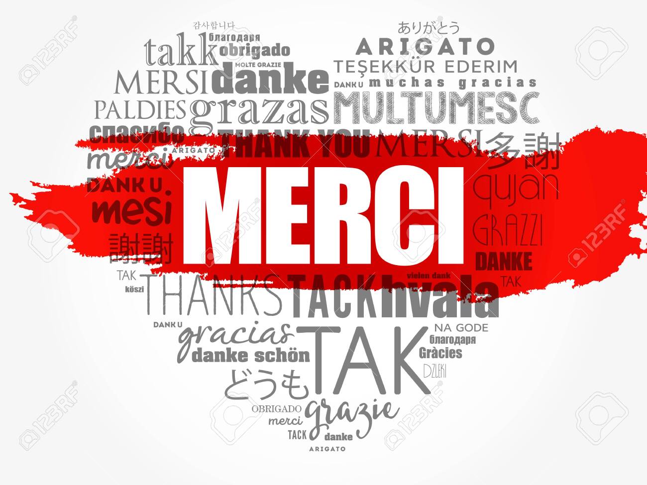 Merci (Thank You In French) Love Heart Word Cloud In Different Languages  Royalty Free SVG, Cliparts, Vectors, and Stock Illustration. Image  145604269., image size:1300x975