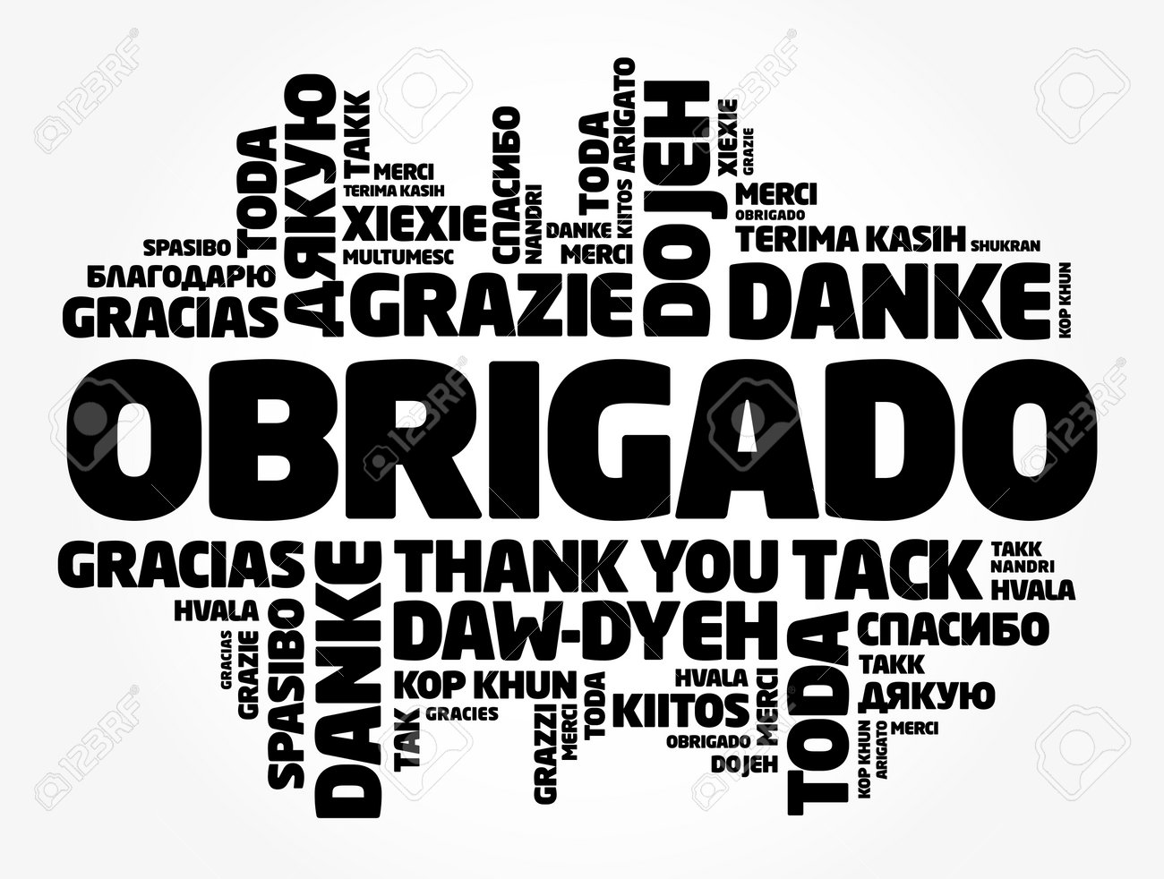 Obrigado Thank You In Portuguese Word Cloud In Different Languages Royalty Free Cliparts Vectors And Stock Illustration Image 161255729