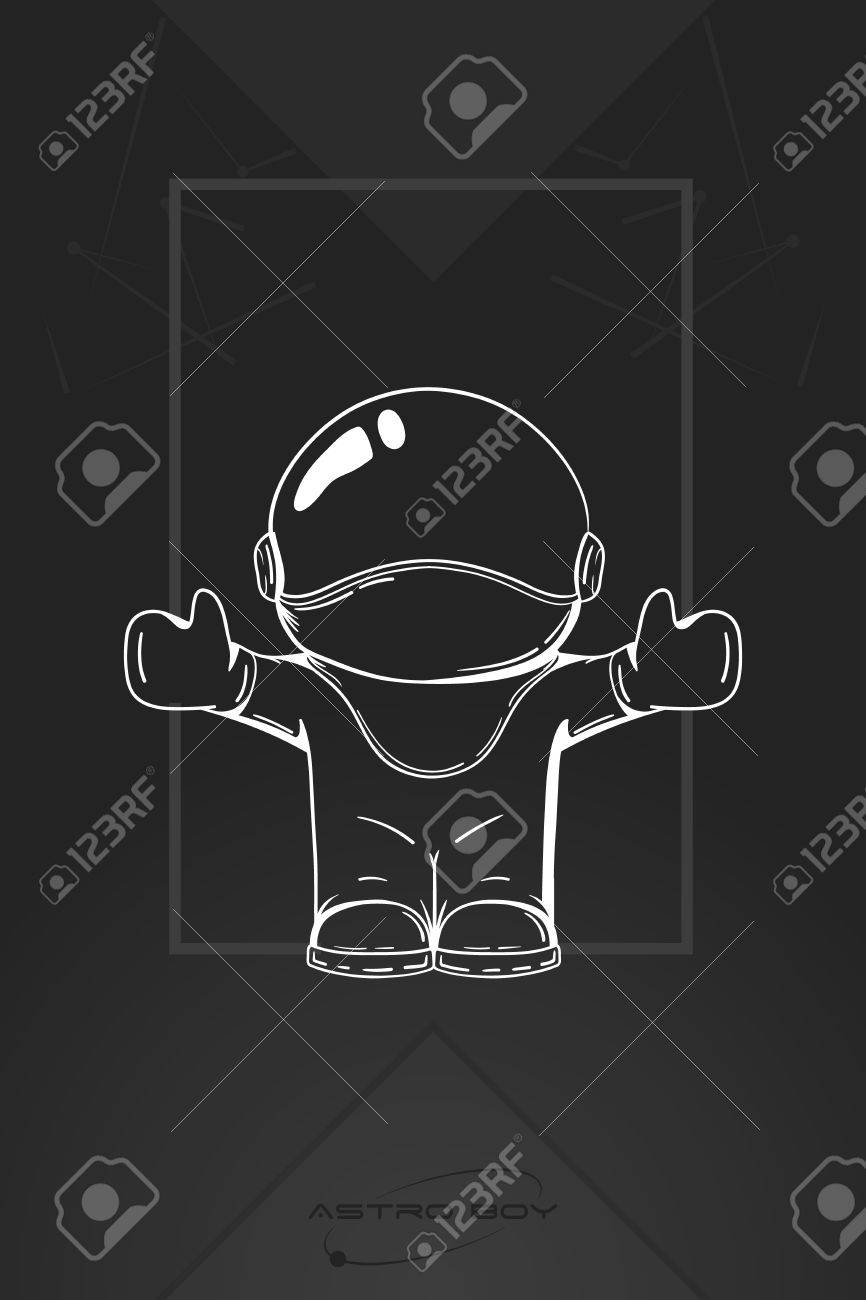 ベクトルは 宇宙飛行士の描き下ろしイラストを手します デザイン コンセプト 無料の抱擁 挨拶を交わした 受け入れます かわいいおしゃれな文字 の イラスト素材 ベクタ Image