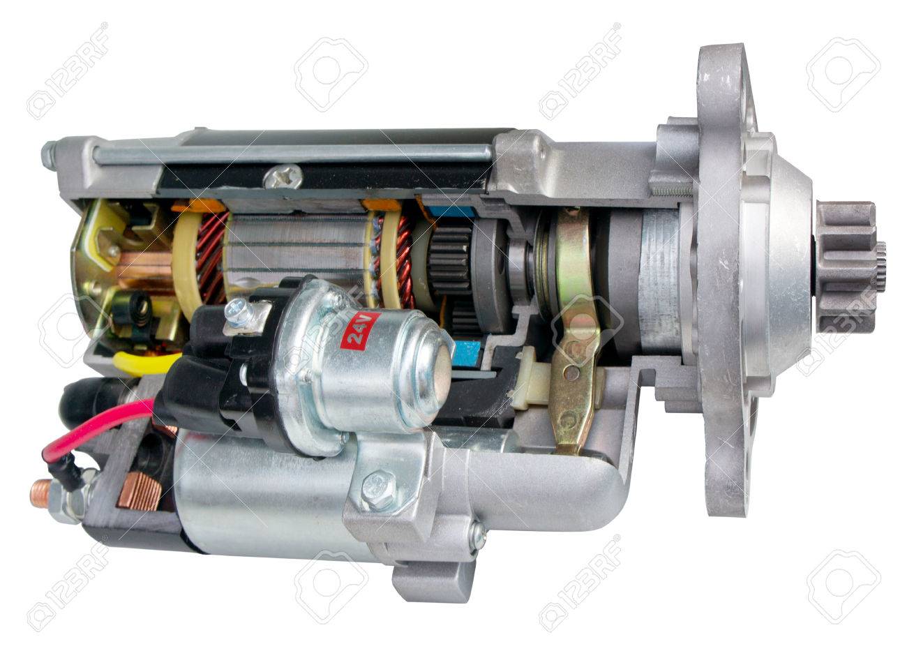 Vehicle part starter inside. Isolated on white, clipping path included. - 42133109 Vehicle part starter inside. Isolated on white, clipping path included. - 42133109