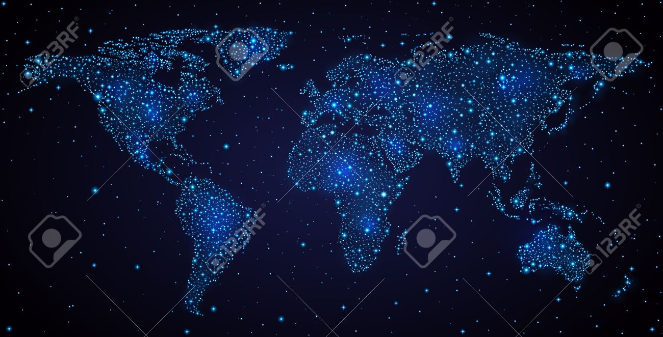 夜の空上の抽象的な世界地図の写真素材・画像素材 Image 30721879