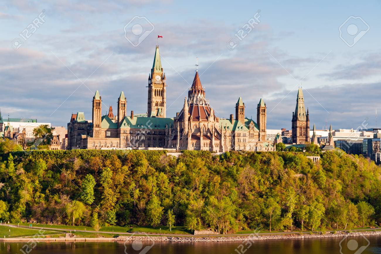 sunset on parliament hill in ottawa ontario canada its gothic